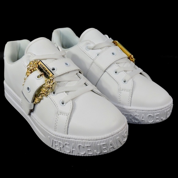 VERSACE JEANS COUTURE WOMEN'S WHITE LEATHER FASHION SNEAKERS - Picture 2 of 7